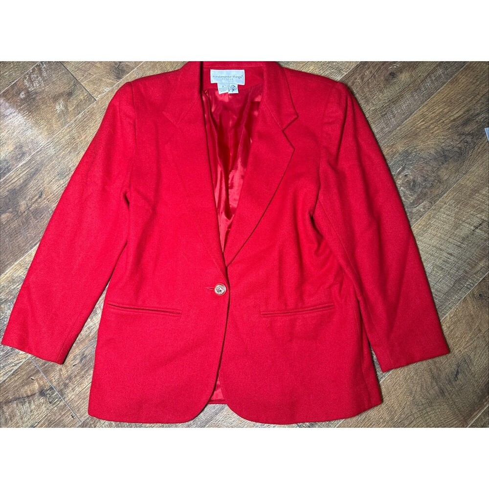 Vintage Fundamental Things Wool Blazer Women’s Red Made Lined Jacket 8 Petite